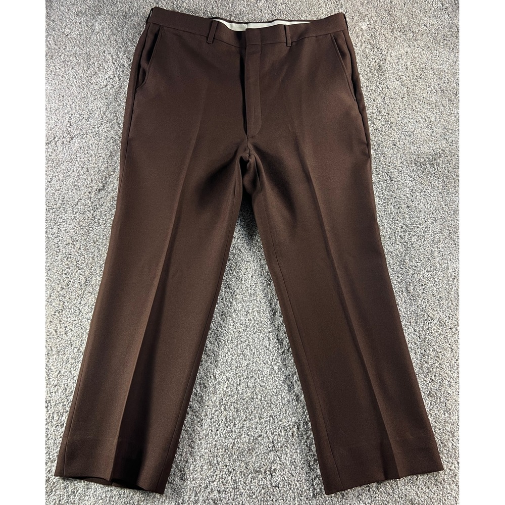 Vintage 70s Sears Sportswear Perma-Prest Brown Dress Pants Mens 38x30